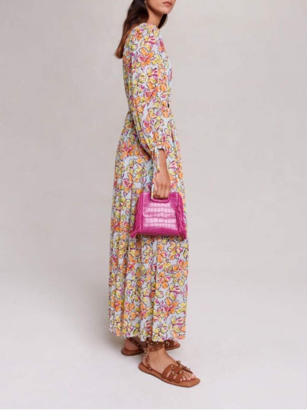 Maje Floral Cutout Maxi Dress Puff Sleeve Resort Vacation Dress XS/S - Picture 2 of 9